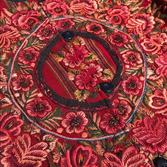 Vintage Festival Cropped Jacket Small Rust Floral - Picture 2 of 10